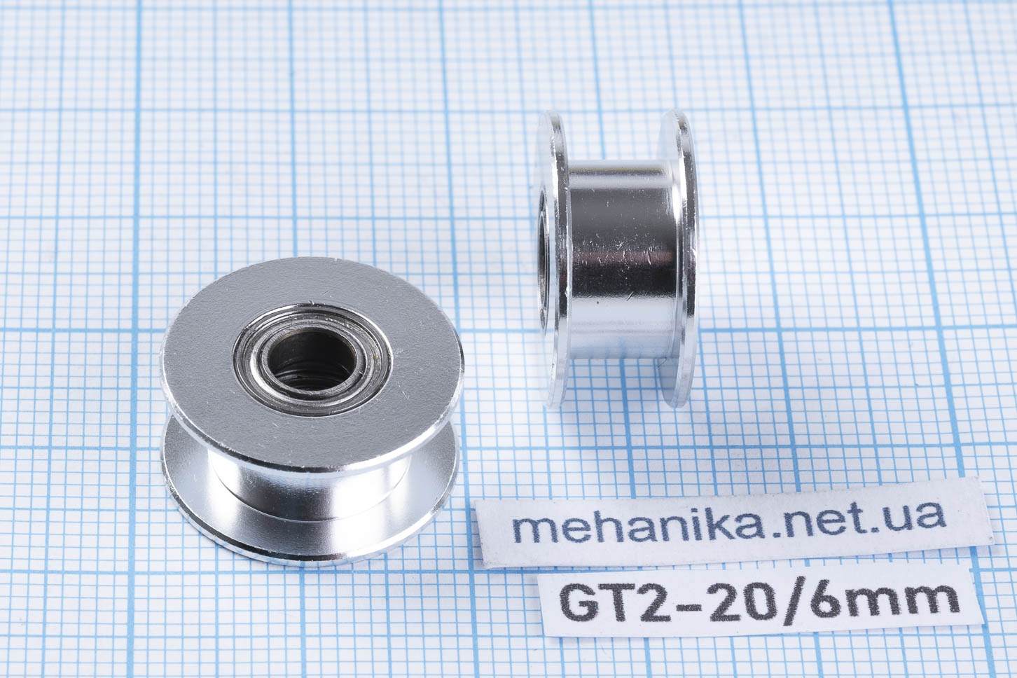 Натяжний гладкий ролик GT2, без фланця, без зубів, ремінь 6 мм, отвір 5 мм