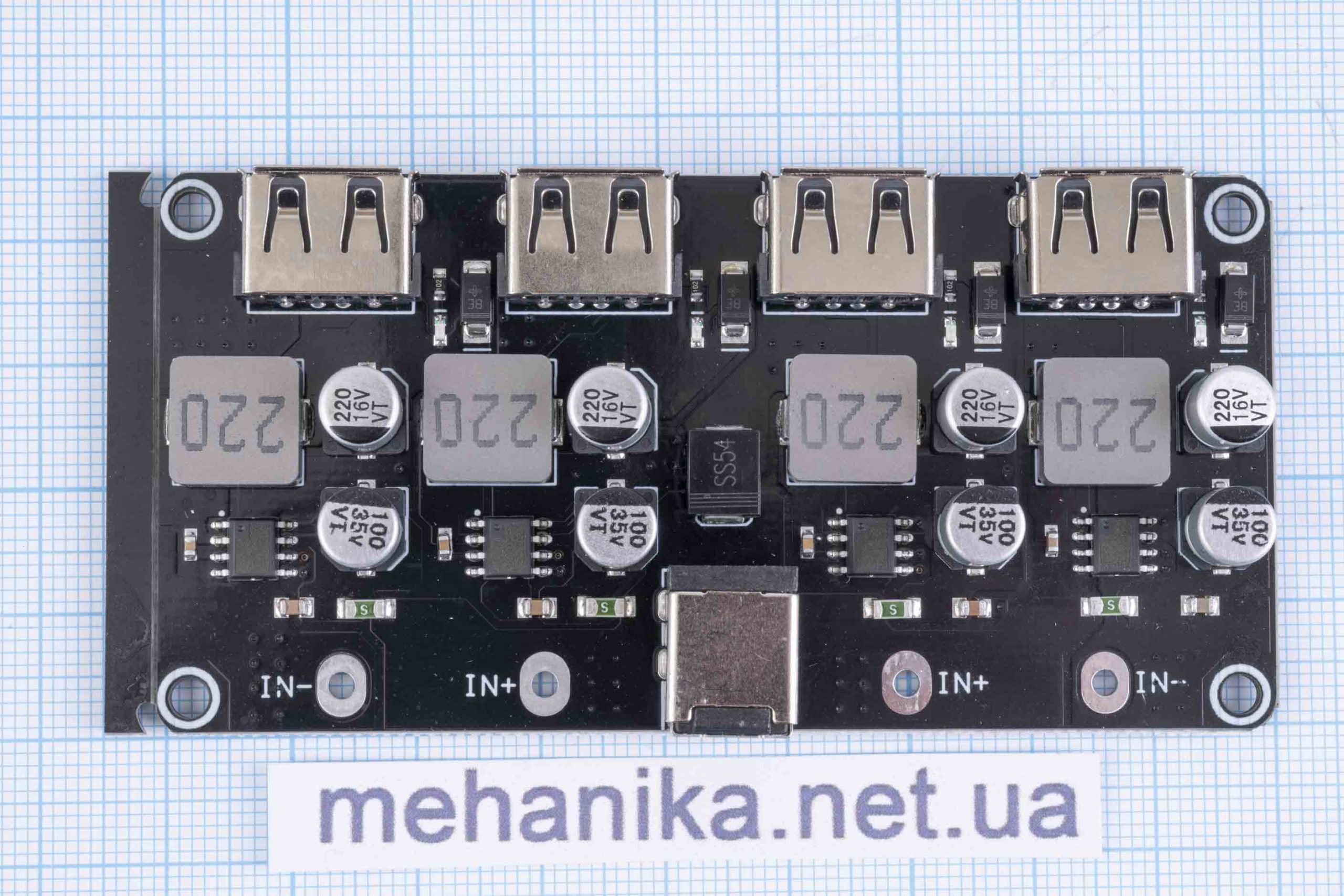 Модуль швидкої зарядки знижуючий QC3.0 XFW-KC42-4, 6-32V/4xUSB-A