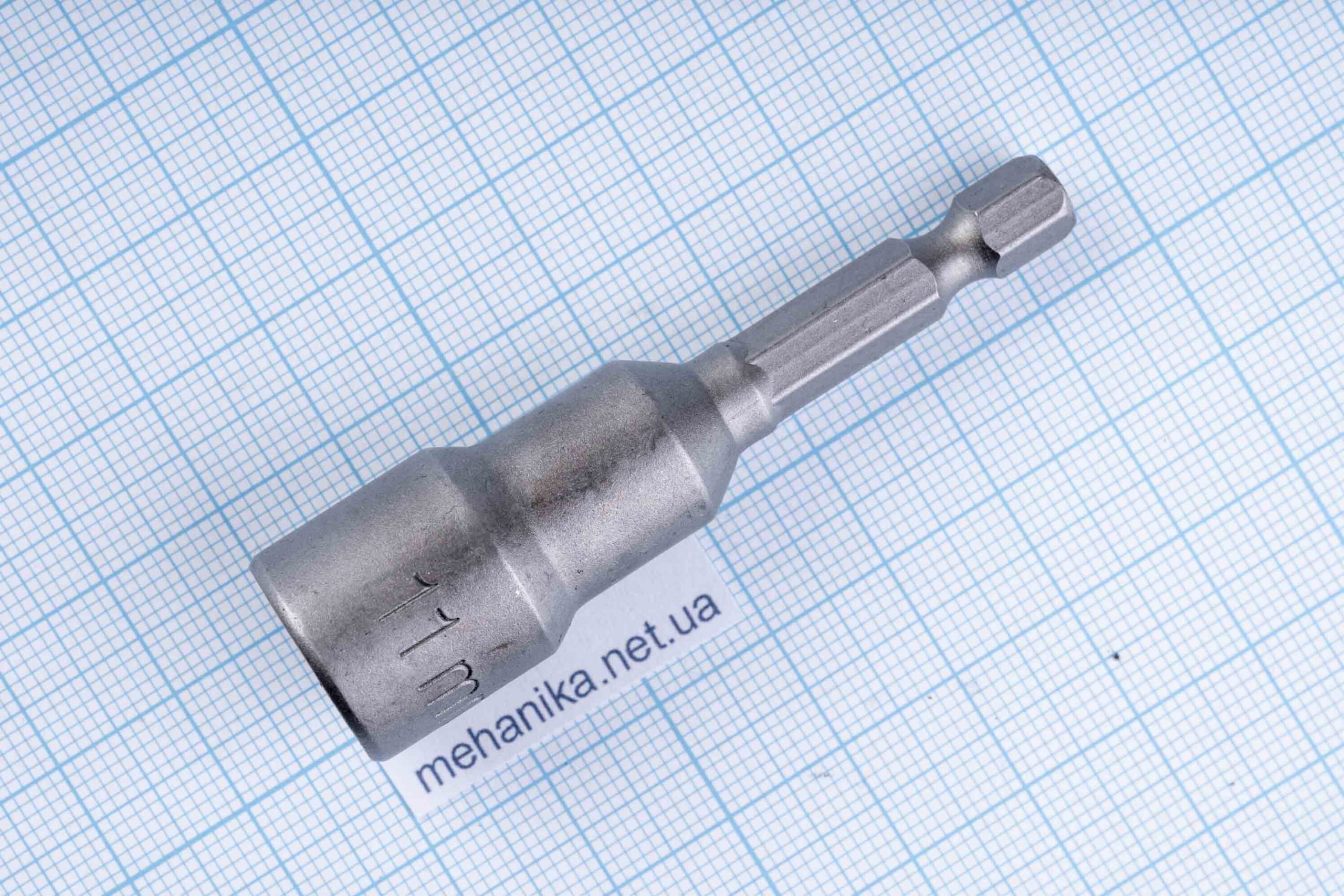 Головка торцева з шестигранним хвостовиком HEX 1/4", магнітна, M6-M14, L=65мм