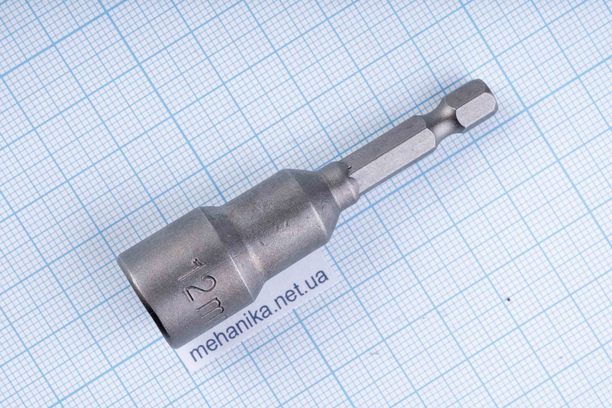 Головка торцева з шестигранним хвостовиком HEX 1/4", магнітна, M6-M14, L=65мм