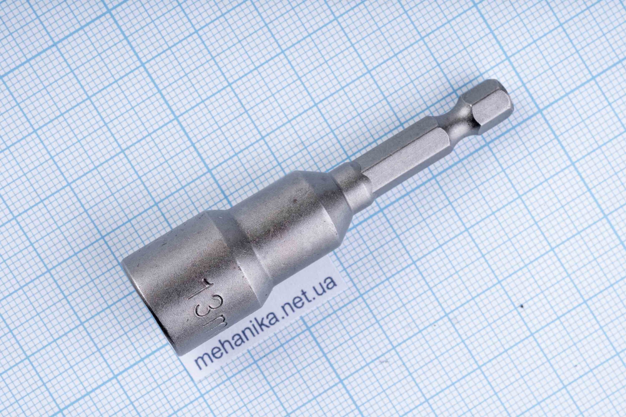 Головка торцева з шестигранним хвостовиком HEX 1/4", магнітна, M6-M14, L=65мм