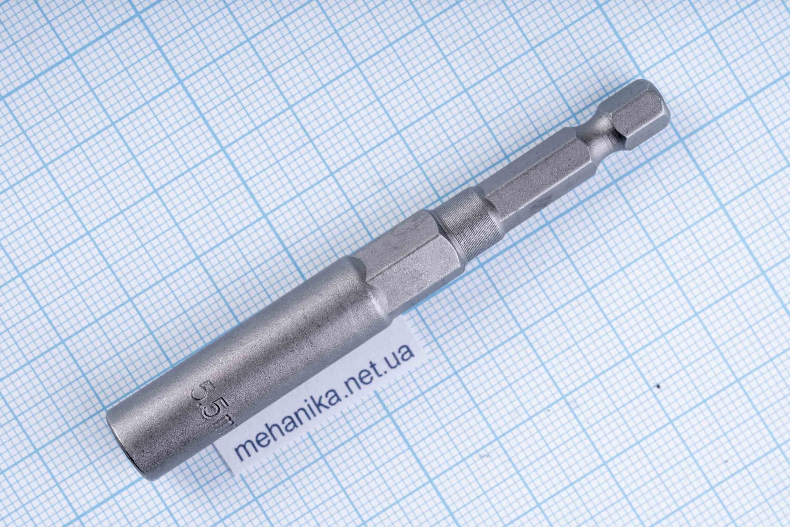 Головка торцева з шестигранним хвостовиком HEX 1/4", немагнітна, M5.5-M14, L=80мм