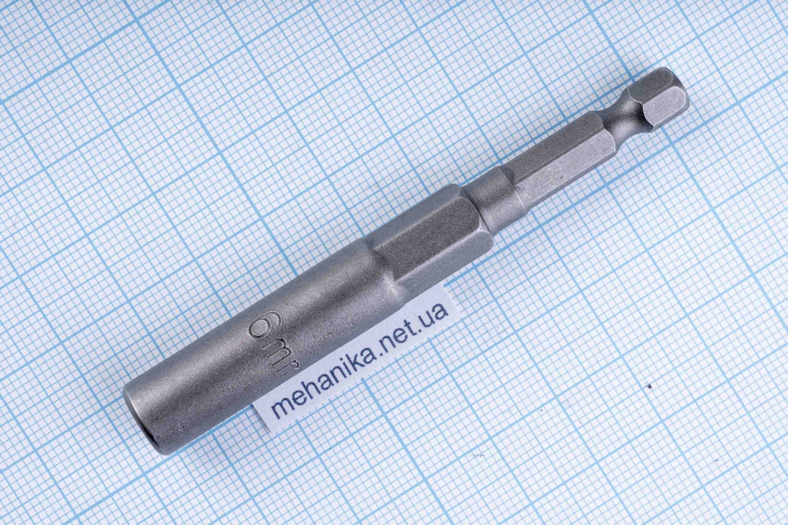 Головка торцева з шестигранним хвостовиком HEX 1/4", немагнітна, M5.5-M14, L=80мм