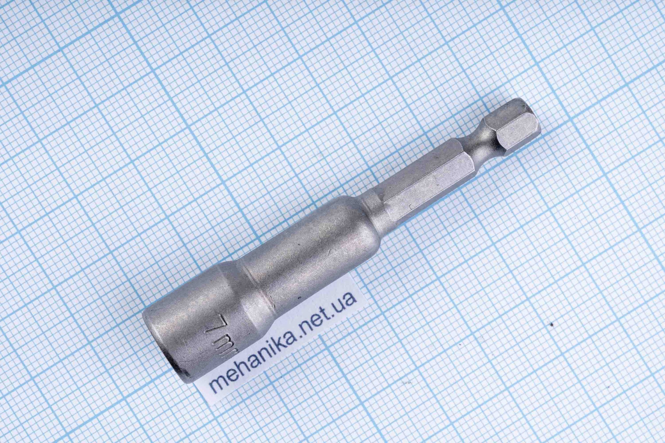 Головка торцева з шестигранним хвостовиком HEX 1/4", магнітна, M6-M14, L=65мм