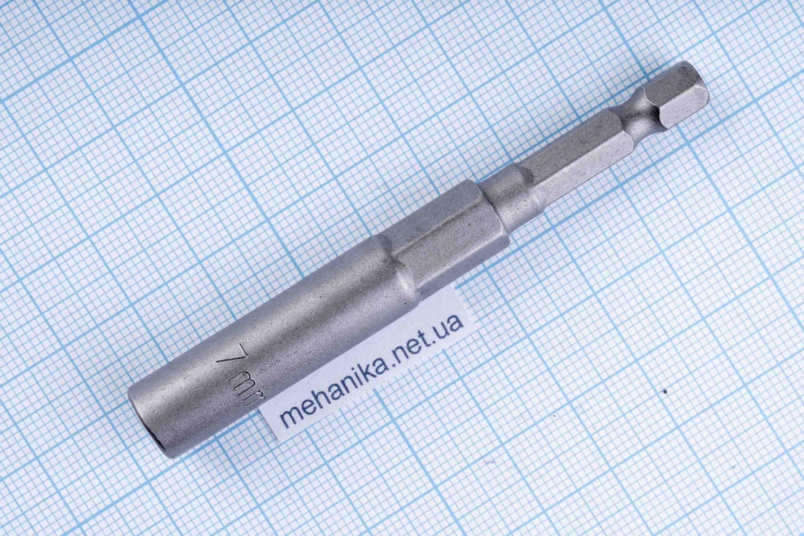 Головка торцева з шестигранним хвостовиком HEX 1/4", немагнітна, M5.5-M14, L=80мм