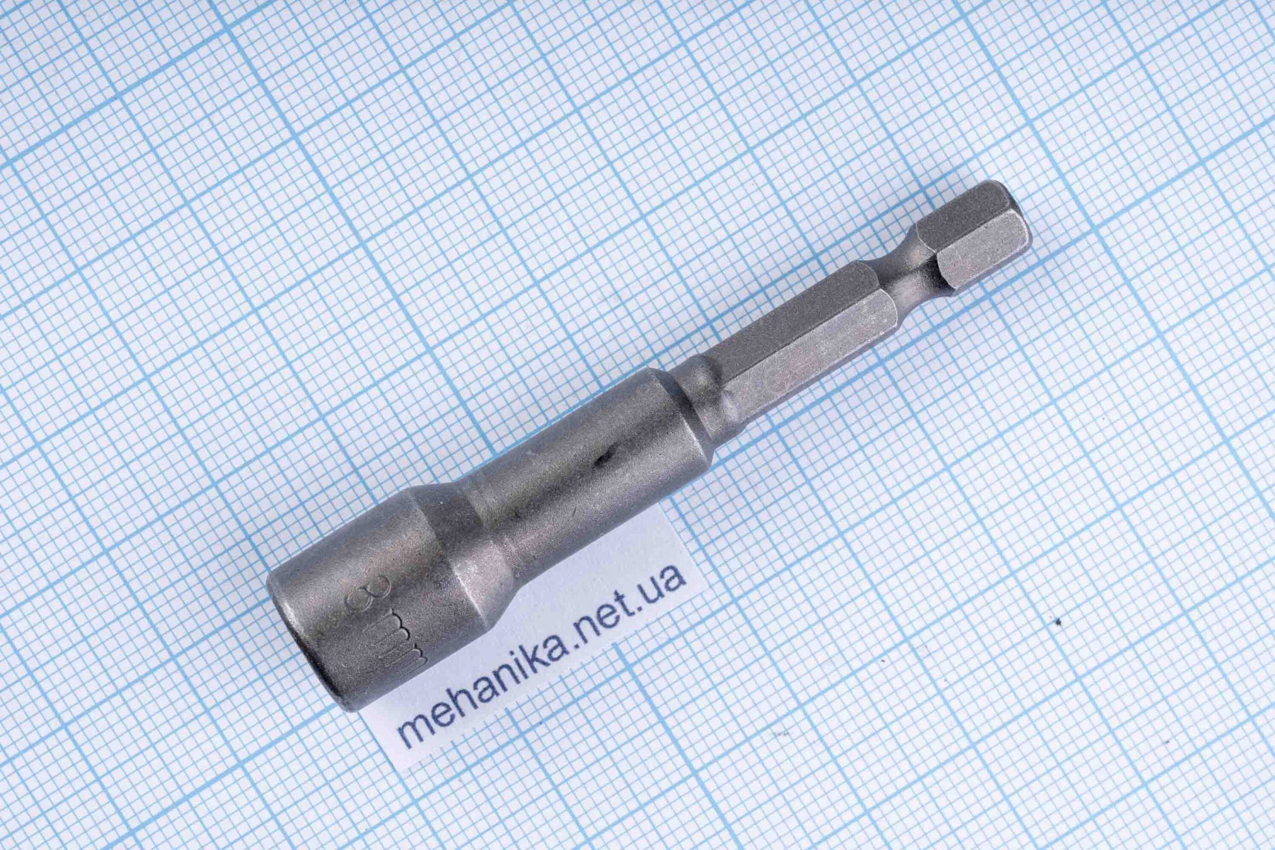 Головка торцева з шестигранним хвостовиком HEX 1/4", магнітна, M6-M14, L=65мм