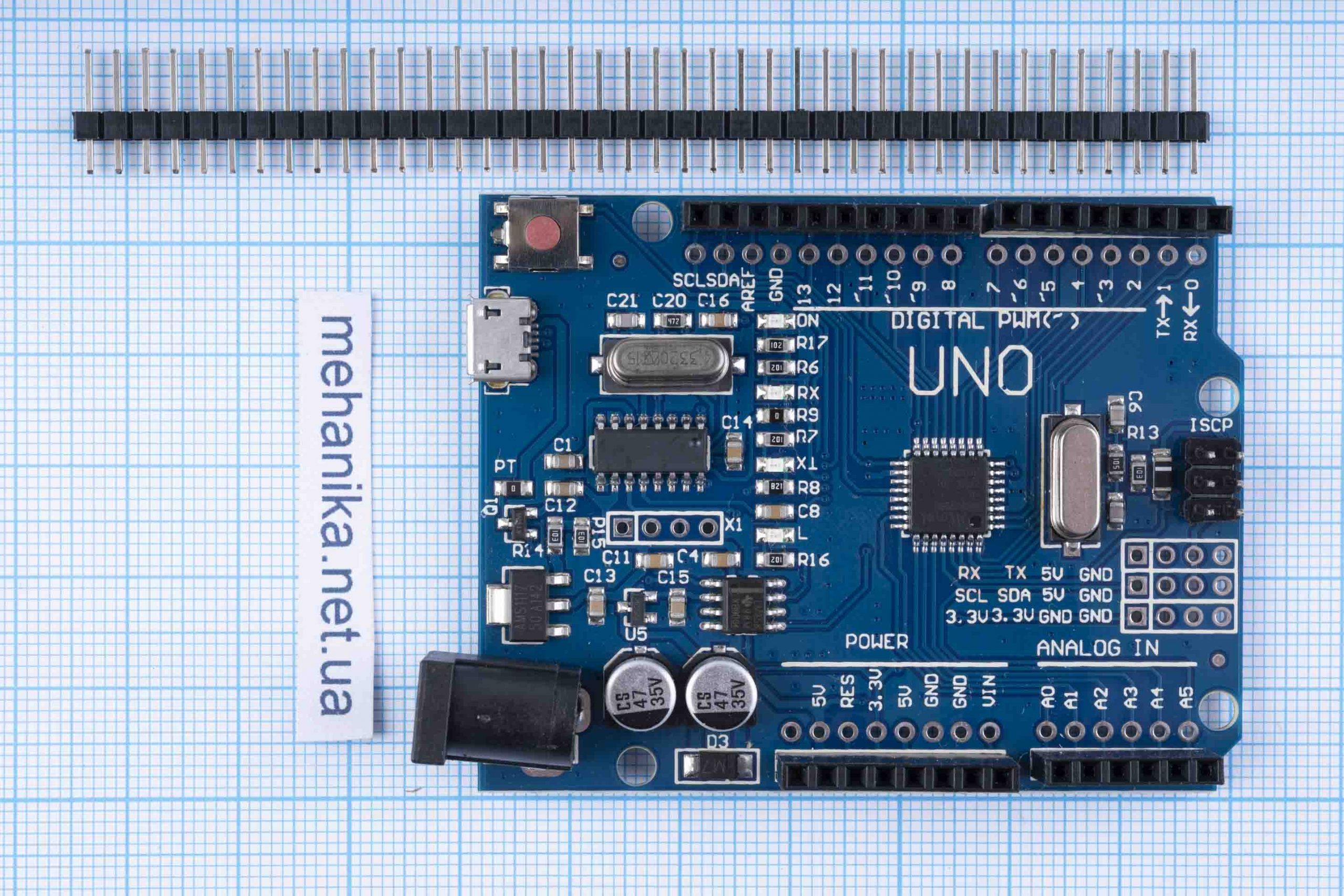 Плата мікроконтролера Arduino UNO ATmega328P, microUSB