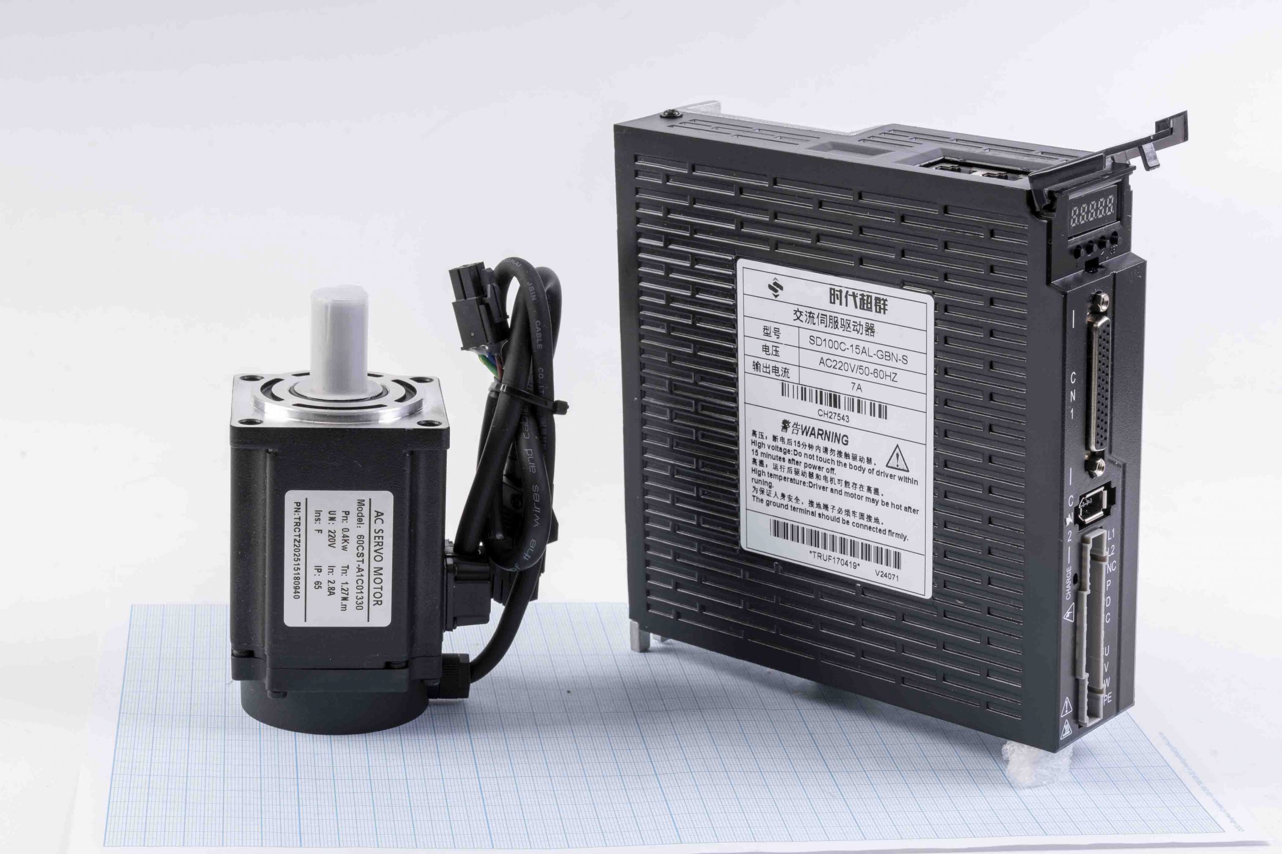 Серводвигун SDC60AEA04030-SC3-AP-CB (400W, 1.27 Nm) + серводрайвер SD100C-15AL-GBN 220V/7A