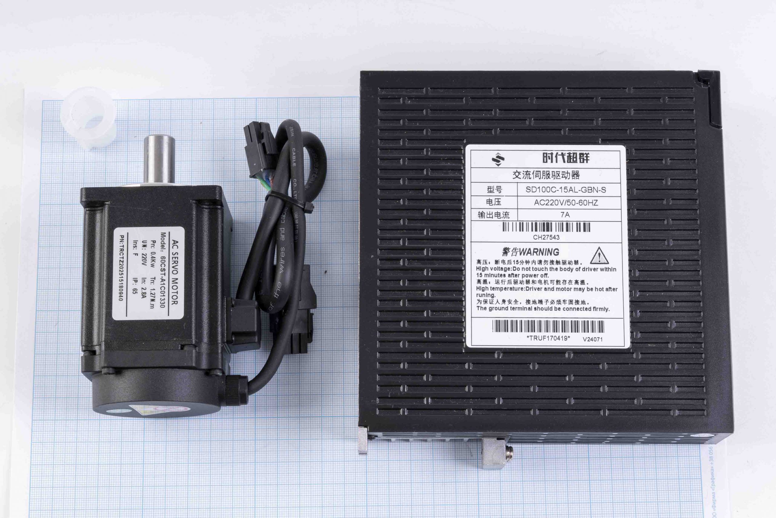 Серводвигун SDC60AEA04030-SC3-AP-CB (400W, 1.27 Nm) + серводрайвер SD100C-15AL-GBN 220V/7A