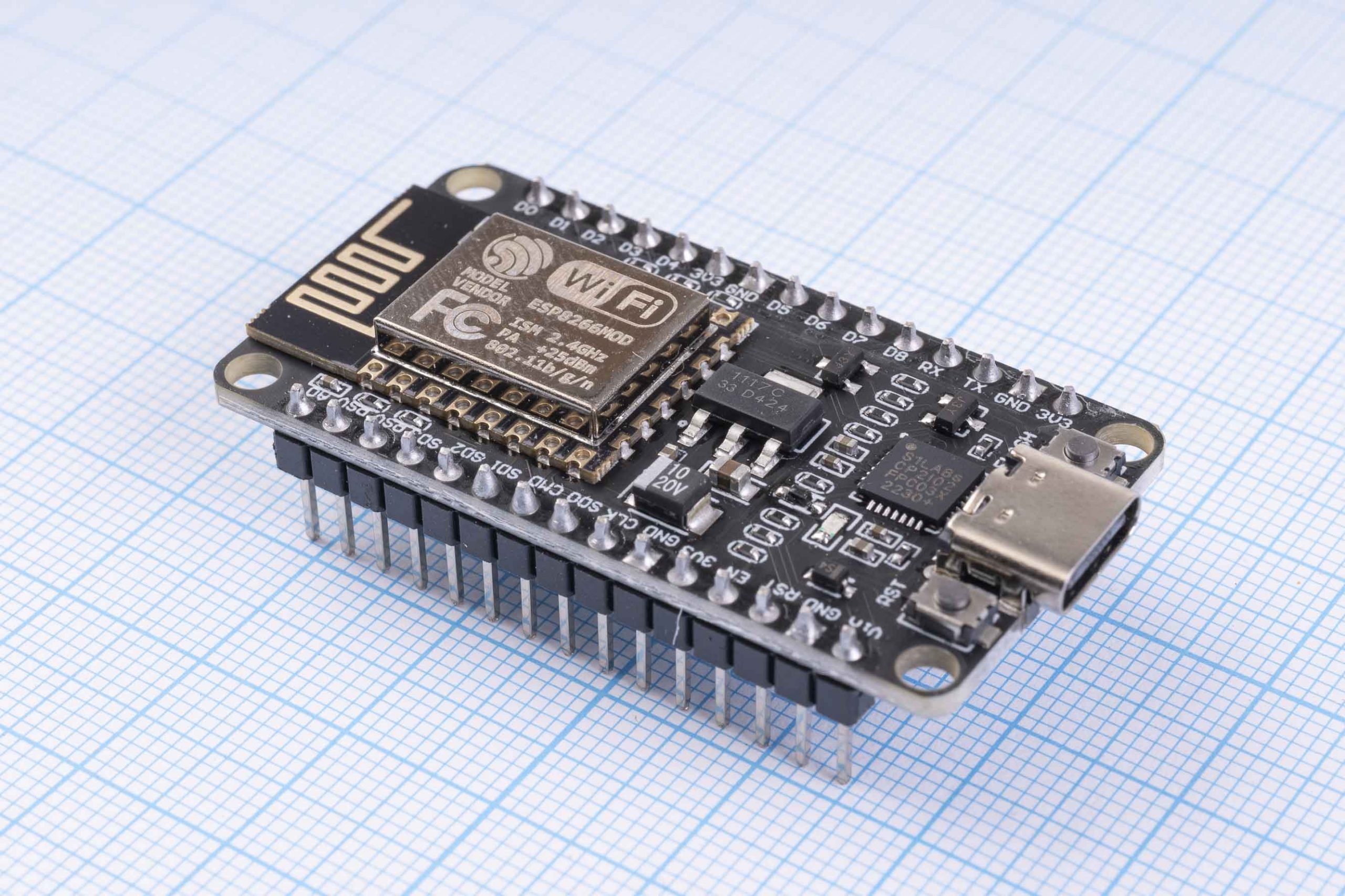 Плата ESP8266 NodeMCU WiFi, чіп CP2102, USB Type-C, 30 PIN - Зображення 3