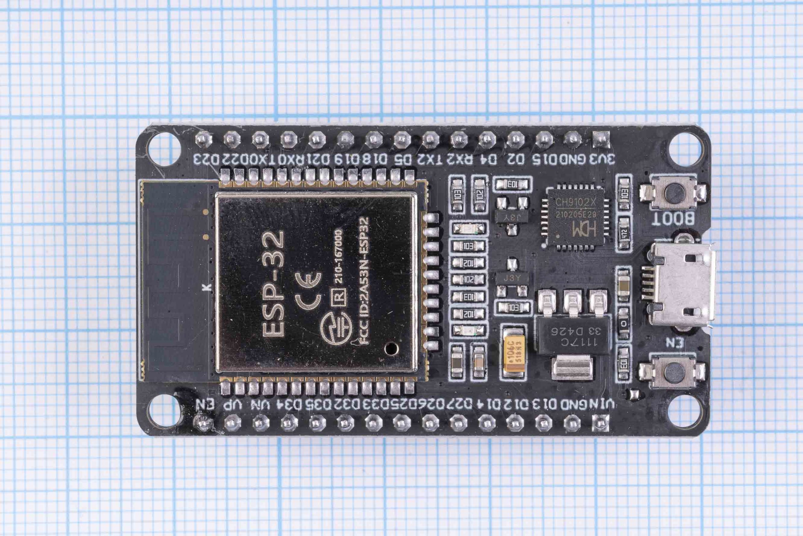 Плата ESP32 WIFI+Bluetooth, чіп CP9102, microUSB, 30 PIN