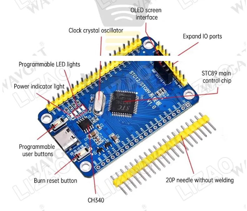Плата розробника STC12/STC89 V1.0 Mini Development Board