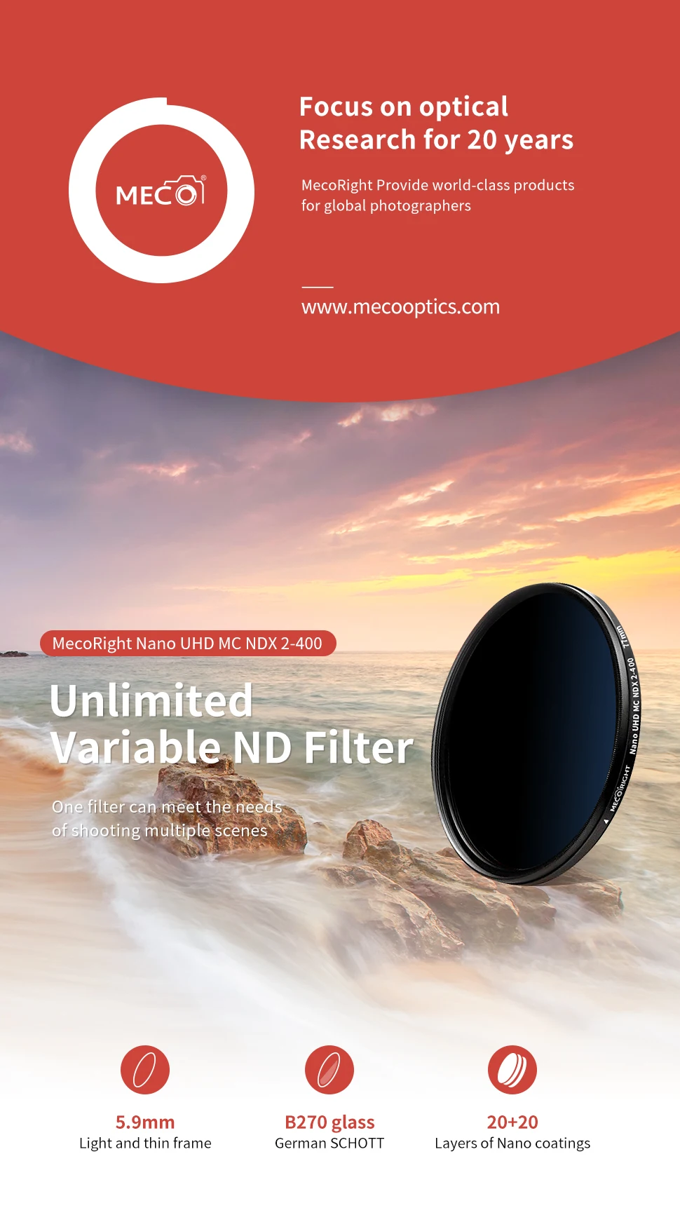 Фільтр MECORIGHT 67 мм Nano UHD MC NDX 2-400