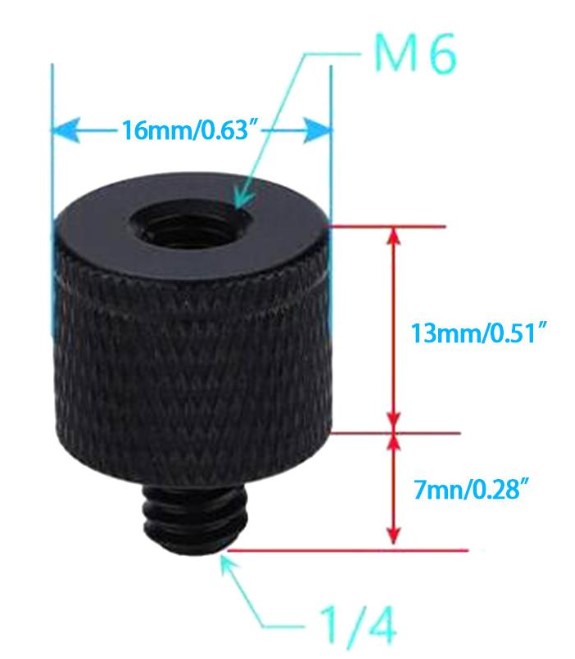 Перехідник-адаптер для фототехніки 1/4″ Male (тато) на M6 Female (мама)