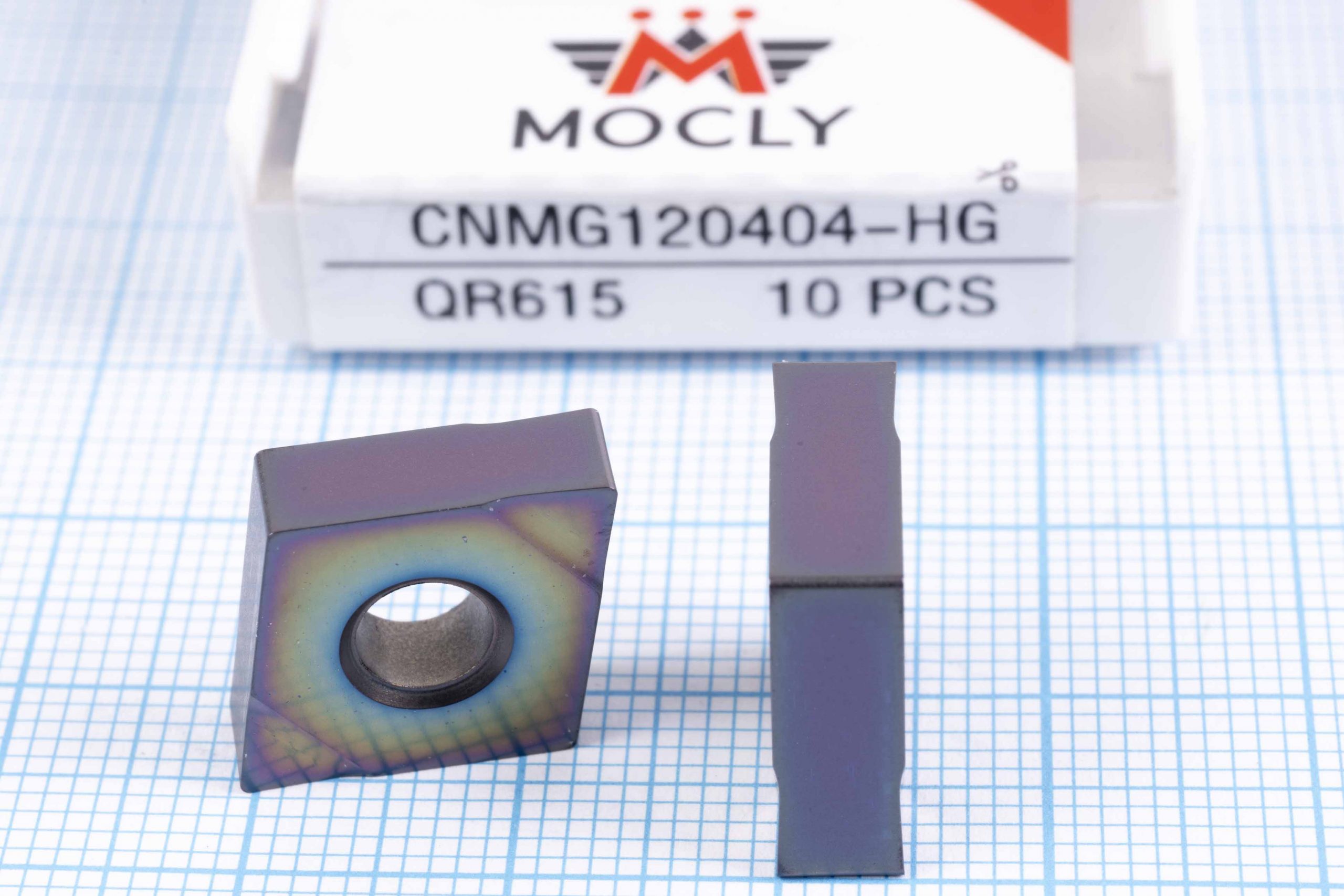 Вставка токарна (різець) CNMG120404-HG QR615 MOCLY 68 HRC, двохстороння